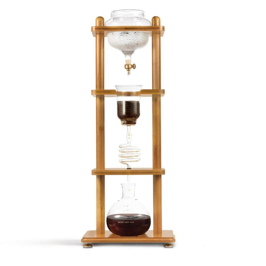 Yama Glass Cold Brew Tower – Bamboo Straight Frame – 6–8 Cup (32 oz)